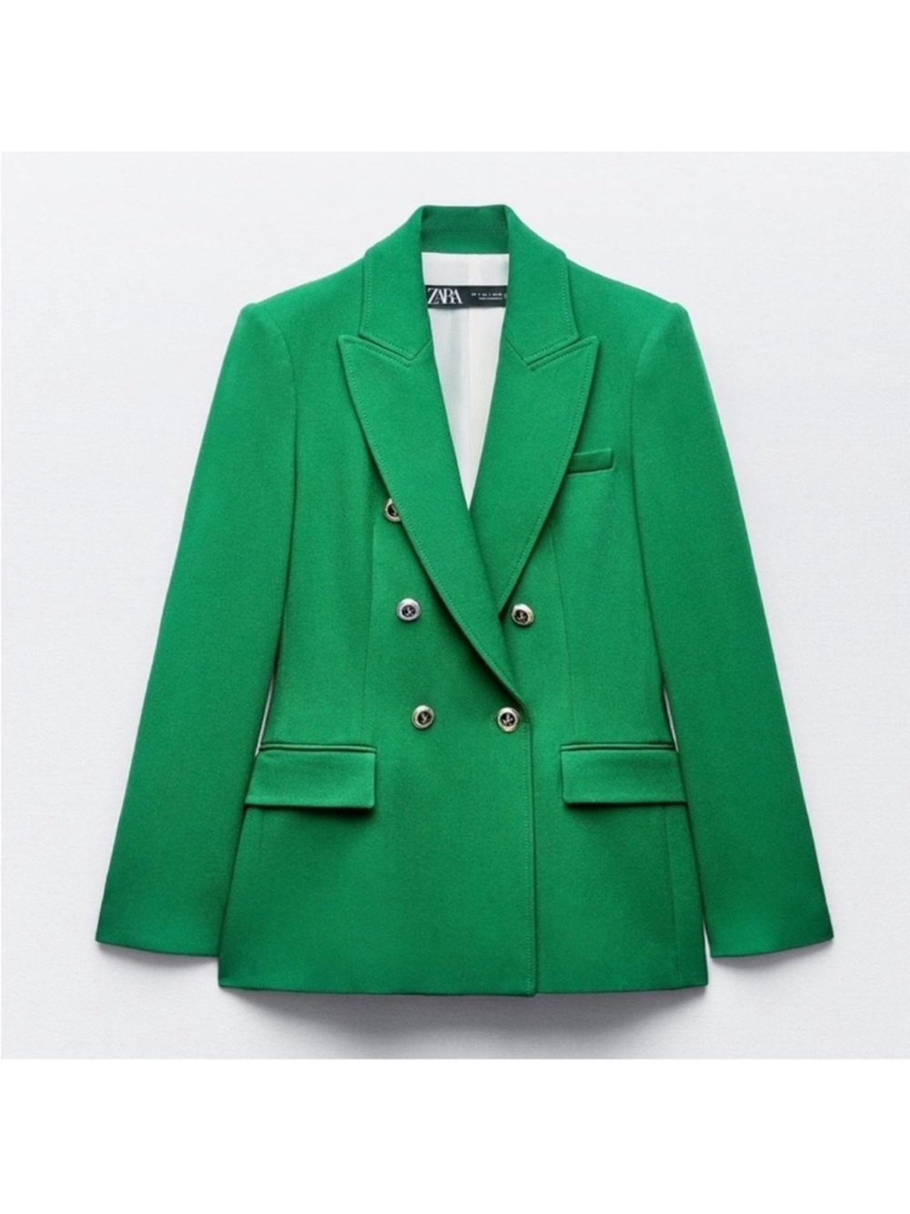 Zara Green Double-Breasted Blazer